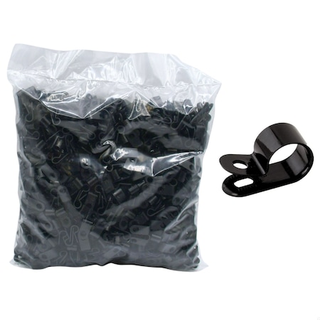 Cable Ties Unlimited Cable Clamp, 3/16 in Bundle Dia, 3/8 in W, Nylon 6/6, Black, 1000PK CC3-3/16-0M