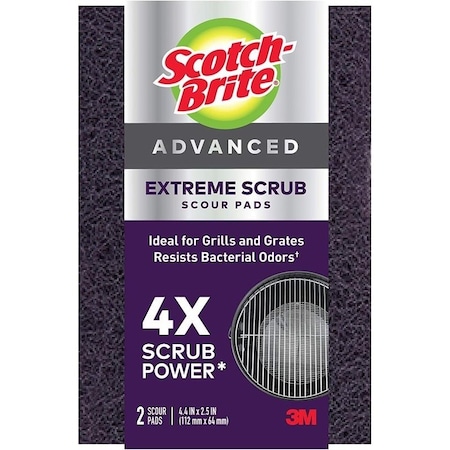 Scotch-Brite Extreme Scrub Scour Pad, 4.4 in L, 2-1/2 in W, Purple, 2PK 77222-R