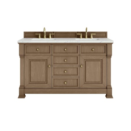 James Martin Vanities Brookfield 60 in. Double Vanity, Pecan w/ 3 CM Ethereal Noctis Silestone  Top 547-V60D-PCN-3ENC