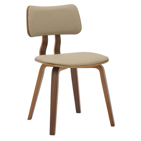 Leisuremod Modern Wooden Dining Chair, Walnut Color Frame in Light Brown, Clivo Collection CDWN-18LBR