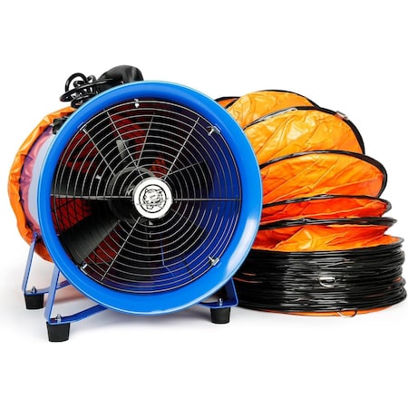 Edendirect 12 in. 1-Speed Heavy Duty Drum Fan in Blue with 3350 RPM, Button Control IR-TY-ZLFJ-TZ