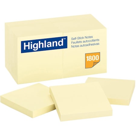 3M Note, 3"x3", Yellow, PK18 6549-18