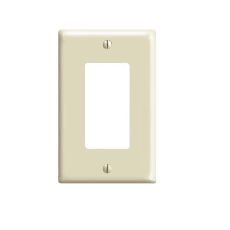 Decora Wallplate, 4.88 in L, 3.13 in W, 1 -Gang, Thermoset Plastic, Ivory, Smooth 80601-I