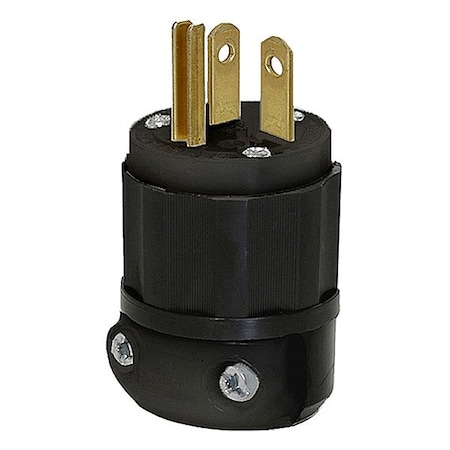 Leviton Str Blade Plug 20A 2P 3W Ind Gr Black 5366-B
