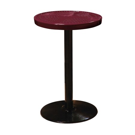 Leisure Craft 24" Round Perforated Pedestal Table, Portable, 40"H, Burgundy 24TAB40-BURGUNDY