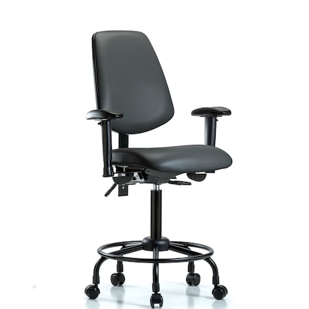 Blue Ridge Ergonomics Vinyl Chair, Vinyl, Adjustable Arms BR-VMBCH-MB-RT-T1-A1-RC-8823