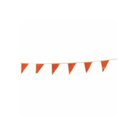 Cortina Safety Products Pennant, 9 in x 12 in, 100 ft String, Vinyl, Orange 831-03-402