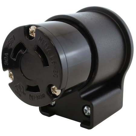 Ac Works Right Angle L6-30R Connector, 30A 250V Locking Female, Industrial Grade ASEL630R