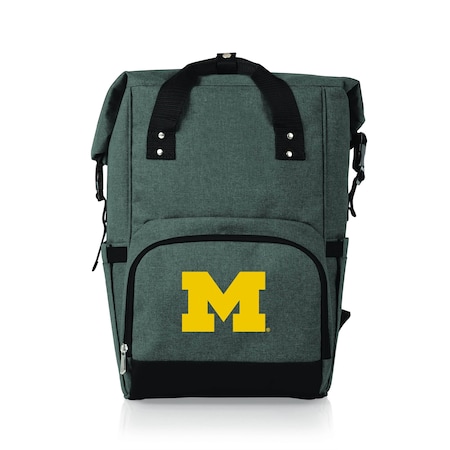 Picnic Time Family Of Brands NCAA Michigan Wolverines On The Go Roll-Top Backpack CoolerHeathered Gray 616-00-105-346-0