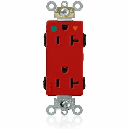 Leviton Hospital Grade Decora Receptacle, 20 Amp, 125 Volt MD830-IGR