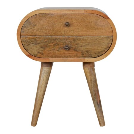 Homeroots 21" Brown Solid Wood Round Two Drawer Nightstand 651877