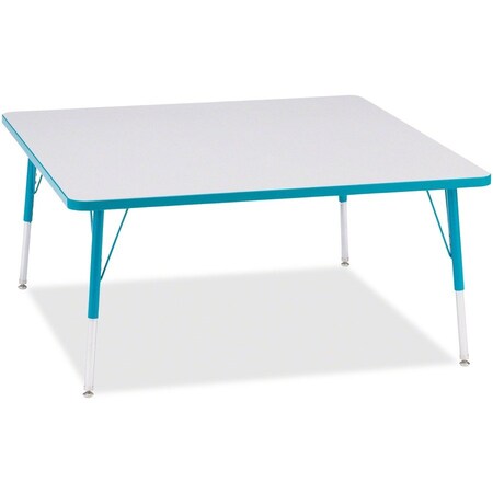 Jonti-Craft Berries Square Activity Table, 48 in. x 48 in., A-height, Freckled Gray/Teal/Gray 6418JCA005