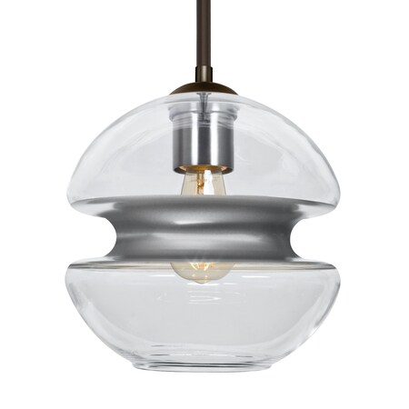 Besa Lighting Hula 8 Stem Pendant, Clear/Silver, Bronze Finish, 1x7W LED Edison 1TT-HULA8SL-EDIL-BR
