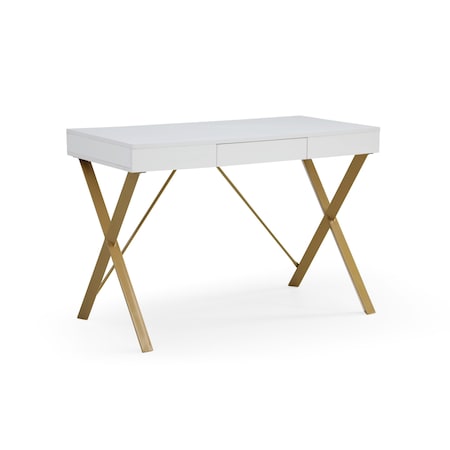 Homeroots 43" White and Gold Writing Desk 543766