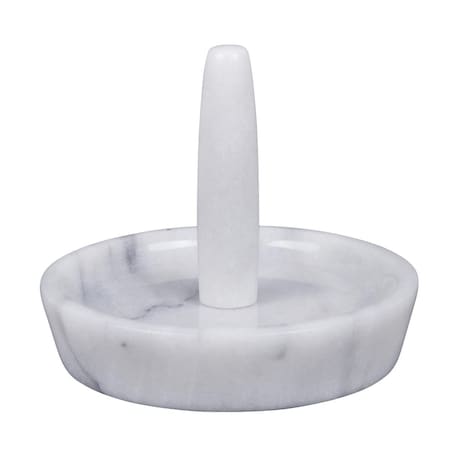 Convenience Concepts 4.375 in. Marble Ring Holder with Accessory Organizer Tray, White HI2576008