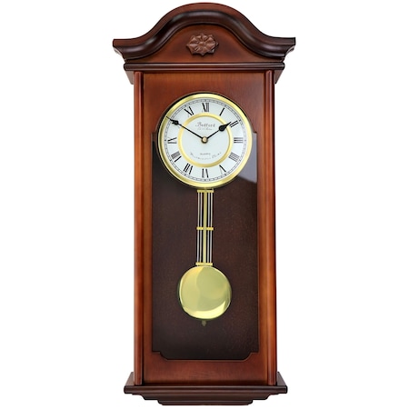 Bedford Clock Collection Jacob 22.75 Inch Mahogany Chiming Pendulum Wall Clock BED-JACOB