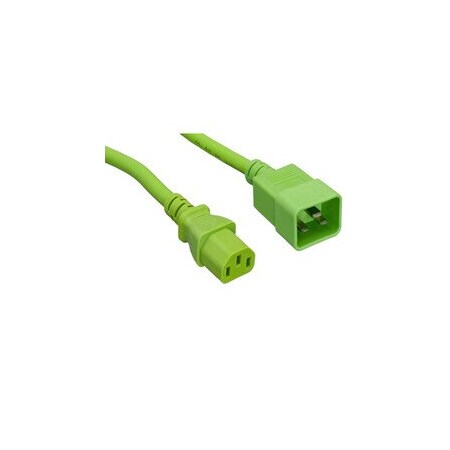 Cable Wholesale Server Power Extension Cord, Green, C20 to C13, 14AWG/3C, 15 Amp, 3 foot 10W2-04203GN