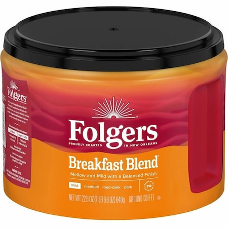 Folgers Ground Breakfast Blend Coffee, Mild, 22.6 oz Per Canister, Ground, Breakfast Blend 30440