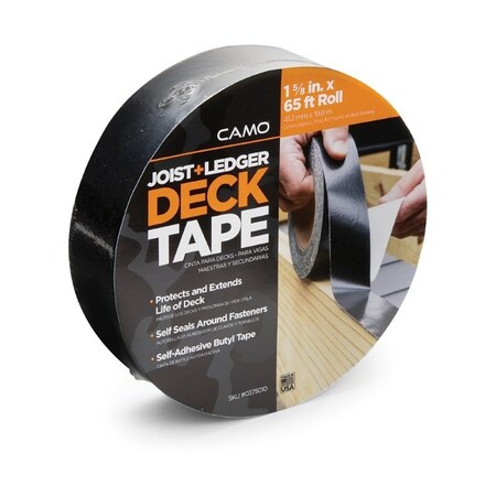Camo 0375010 Deck Tape, 65 ft L, 1-5/8 in W, Polypropylene Backing, Black 375010