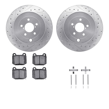 Dynamic Friction Co DFC Rotors-Drilled & Slotted-Silver w/ EURO 5000 Ceramic Brake Pads Incl Hdw 7612-13013