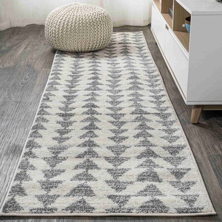 Jonathan Y Aisha Moroccan Triangle Geometric Cream/Gray 2 ft. x 14 ft. Runner Rug MOH206B-214