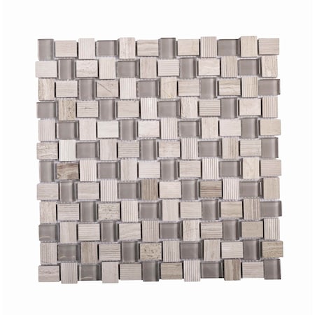 Apollo Tile Wooden Gray 12x12 Glass Marble Polished Floor and Wall Mosaic Tile 4.83 sqft/case, 5PK APLBL8804WGA