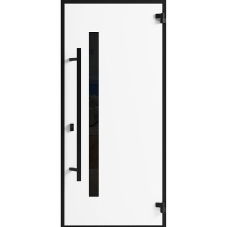 Vdomdoors Front Exterior Prehung Steel Door Ronex0162 Red Oak Entry Metal Modern Painted W36xH80 Left hand RONEX0162EXD-RED-W36 x H80-LH-I