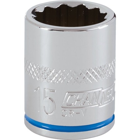 Channellock 3/8'' Drive 15 mm 12-Point Shallow Metric Socket 310263