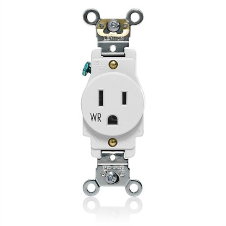 Leviton Single Receptacle, 15A, White, 125V W5261-W