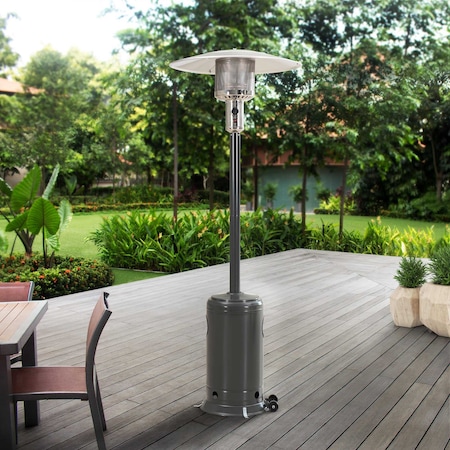 Sunjoy 47,000 BTU Portable Propane Patio Heater with Safety Shut-Off and Wheels, Gray A306006402