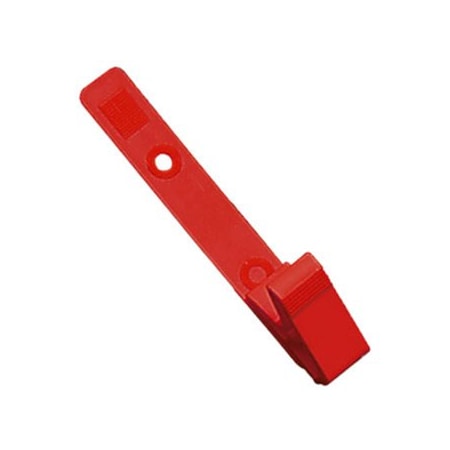 Brady STRAP CLIP, RED, 3 1/8in 79MM, PLASTIC KNURLED THUMB-GRIP W/DELRIN STRAP 2115-2006