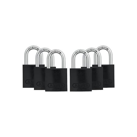 Abus Keyed Padlock, Open, Rectangular Aluminum Body, Hardened Steel Shackle, 3/4 in W, 6 PK 19318