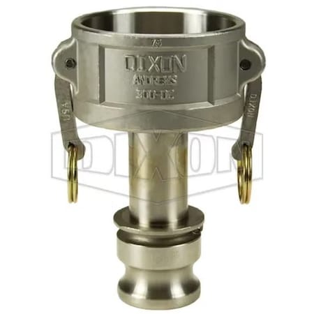 Dixon Type DA Cam and Groove Reducing Coupler, 2-1/2 x 3 in Nominal, Coupler x Adapter End Style, 316 SS 3025-DA-SS