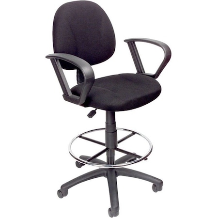 Boss Office Products Boss Ergonomic Drafting Stool with Loop Arms and Foot Rest - Black B1617-BK