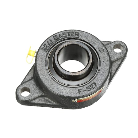 Sealmaster Mounted Cast Iron Two Bolt Flange Ball Bearing - 52100 Bearing Steel, Black Oxided - Setscrew Lock SFT-208