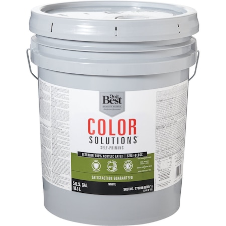 Do It Best Color Solutions 100% Acrylic Latex Self-Priming Semi-Gloss Exterior House Paint Wht 5 Gal. CS49W0701-20