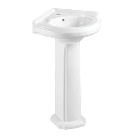 Kingston Brass 22" Ceramic Pedestal Sink, Single Hole, Glossy White VPB2210