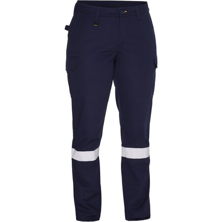 Bisley Women's Navy Taped Cargo Pant, Industrial Wash Durable 318W6368T-NV/14R