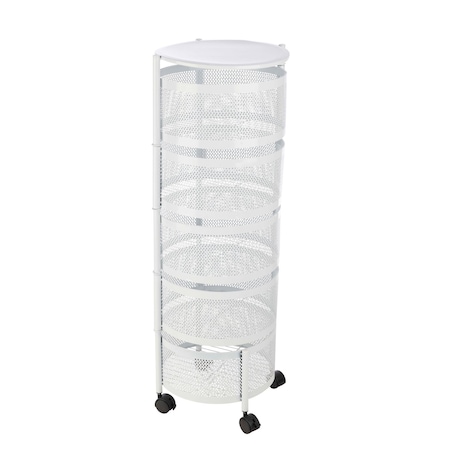 Home-Complete Kitchen Storage Rolling Cart with Wheels 5 Tier Rotating Baskets for Pantry, Bathroom, or Craft Room 83-106-W
