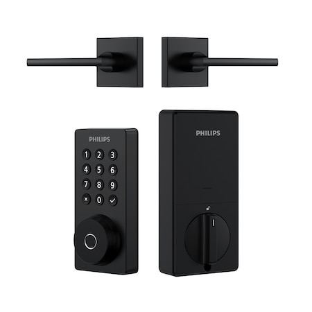 Philips Smart Wi-Fi Door Lock with Push Button Lighted Keypad Pin Code, Fingerprint Scanner BUN1042HWZLBK