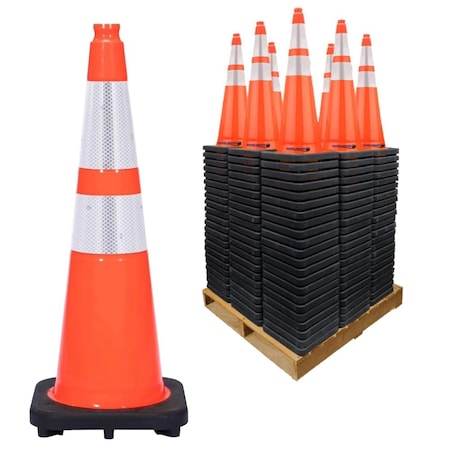 Traffic Kontrol Traffic Cones, PVC, 28 in Height, 7 lbs, Orange 387 PK TKTC-28-7-OR-2C-387
