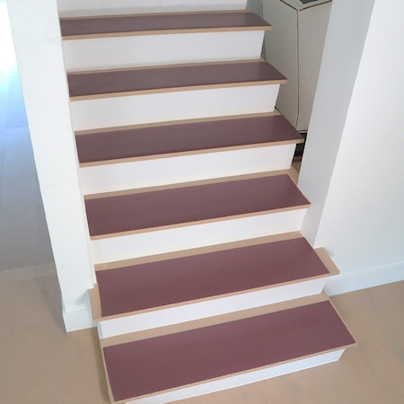 Rubber-Cal Step Mat, PVC, 0.098 in x 36 inx 10 in Grit Size, Brown, 10 in W x 36 in L 10-104-027-BR-6pk