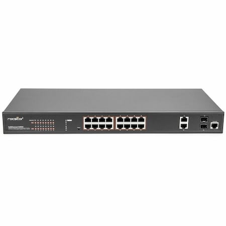 Rocstor SOLIDCONNECT SCM20 16-PORT POE+ GIGABIT L2 MANAGED ETHERNET SWITCH & 2-PORT GIGA Y10S010-B1