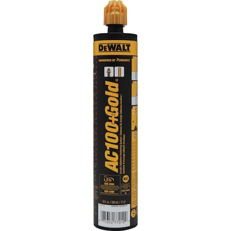 Dewalt AC100+ Gold Vinylester, 9.5 Oz Container Size Cartridge, Includes Mixing Nozzle 8478SD-PWR