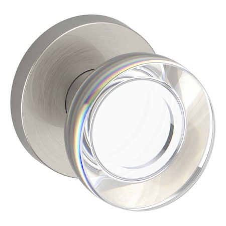 Baldwin Half Dummy Contemporary Crystal Knob and Contemporary Round Rose Satin Nickel Finish HDCCYCRR150