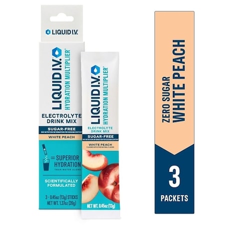 Liquid I.V. White Peach Hydration Multiplier Electrolyte Drink Mix, 1.37 Ounce, 48PK LVM-0310
