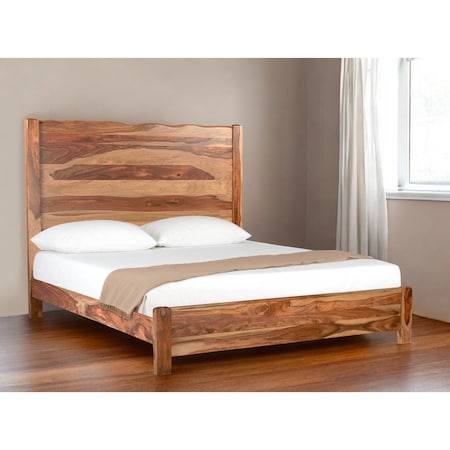 Homeroots Brown Live Edge Solid Wood King Bed Frame 552252