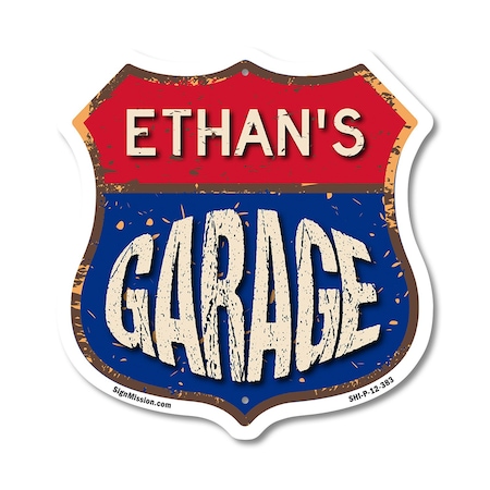 Signmission Ethan's Garage, 12 Inch X 12 Inch, Plastic Sign SHI-P-12-383-ETHAN