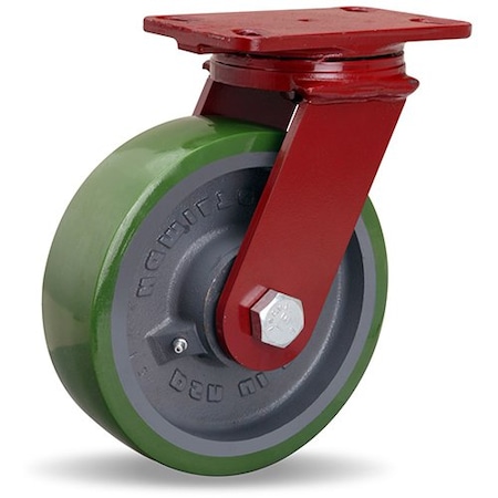 Hamilton Plate Caster, Swivel, Poly, 8 in., 2000 lb., Grn S-FM-8DB