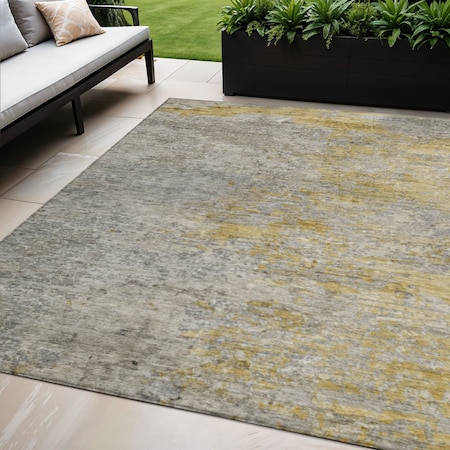 Homeroots 5' X 8' Gray Abstract Washable Indoor Outdoor Area Rug 608826